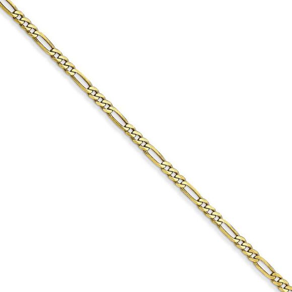1.75mm, 10k Yellow Gold, Solid Concave Figaro Chain Necklace, 24 Inch - Picture 1 of 8